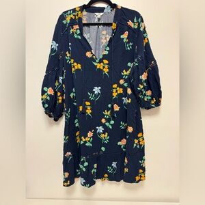 Crown & Ivy Floral Dress - Navy, Yellow, Blue